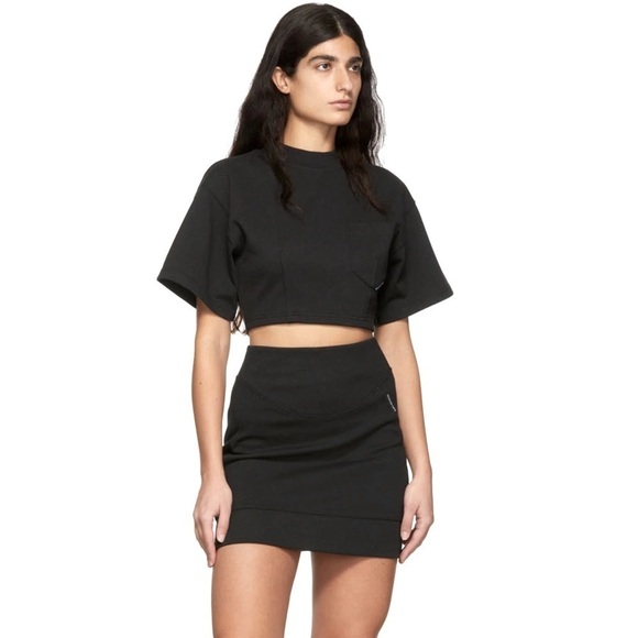 Alexander Wang Black Cotton Sweat Jersey Skirt Set Size S - Picture 1 of 11